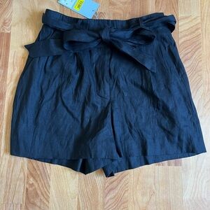 ANTONIO MELANI Elegant Black High Waist Linen Shorts
